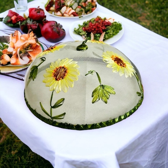 Food Cover Mesh & Wire Embroidered Food Dome Camping Picnics Food Cover - Picture 2 of 12
